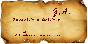 Zakariás Arián névjegykártya